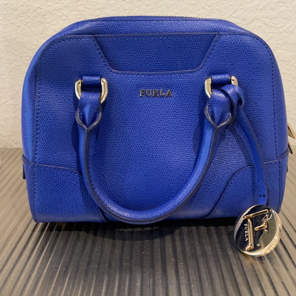 Furla Blue convertible handbag to crossbody Purse